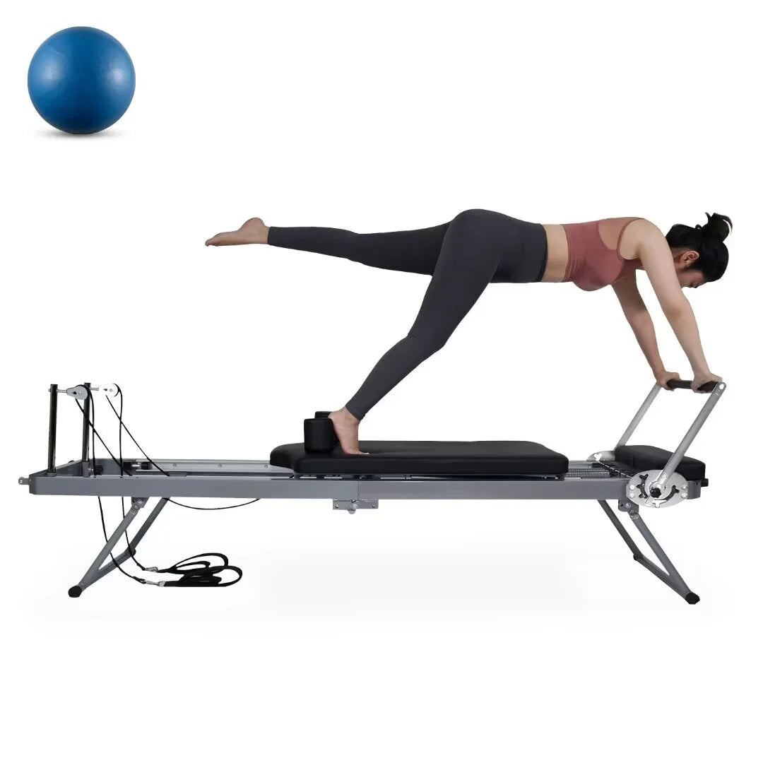 Docred Foldable Pilates Reformer,Quiet Pilates Reformer Workout Machine with Spring for Home Gym，Beginners，Up to 300 lbs Weight Capacity