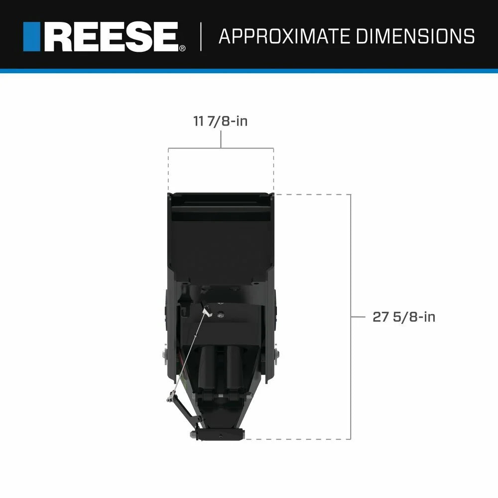 Reese 20k Gen 3 Goose Box 5th Wheel Pin Box, Air Ride 20,000 lbs. Capacity, Fits Lippert (1621, 1716, 0719, Rhino), Fabex PB 600 Series w/ Chains