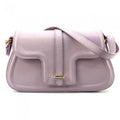 Italian Artisan Valentino Womens Handcrafted Luxury Shoulder Handbag in Genuine Hammered Effect Leather, Lavender - Small