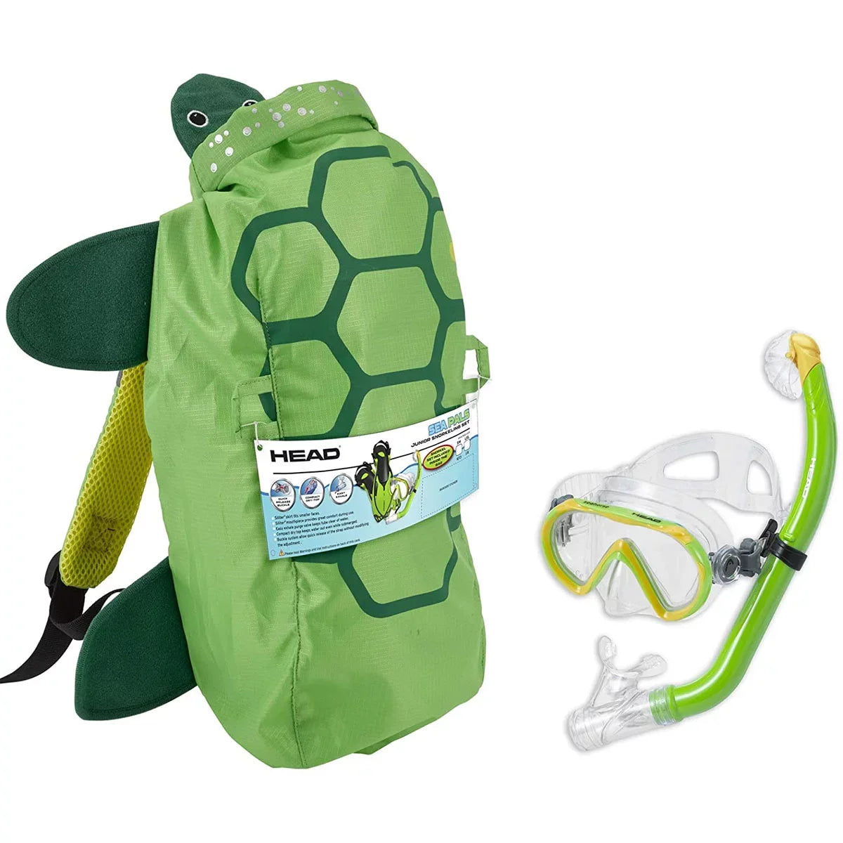 HEAD 480315SFSQULXL Premium Youth Sea Pals Snorkel Mask & Fins Set, Purple, LXL