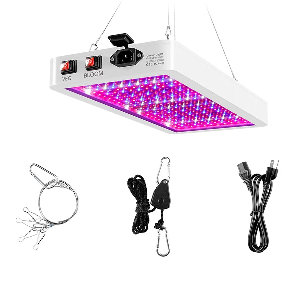 2000W LED Grow Light for Indoor Veg Plants Growing Lamp 312LEDs Full Spectrum IP65 Fluid for Seedlings Flowers Greenhouse