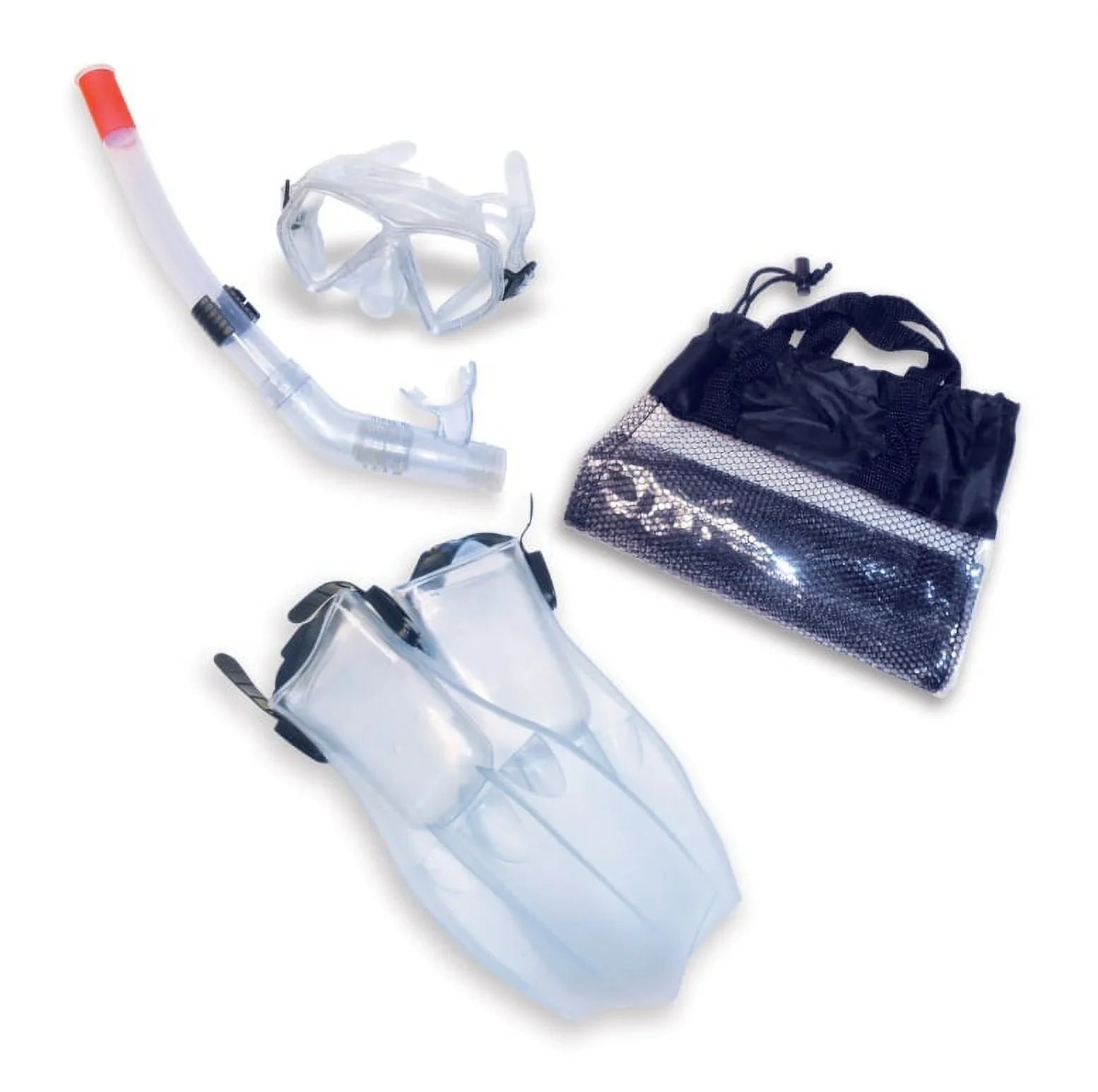 Swimline 4pc Children's Recreational Mask, Snorkel, Fins Swimming Pool and Fluid Snorkeling Set -