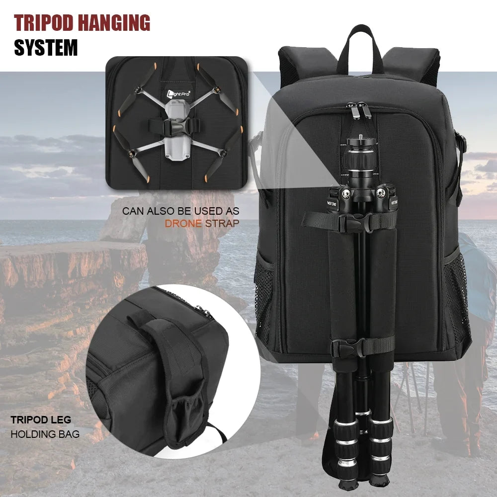 Big Capacity Photography Camera Fluid Shoulders Backpack Video Tripod DSLR Bag Drone Case w/ Rain Cover for Pentax