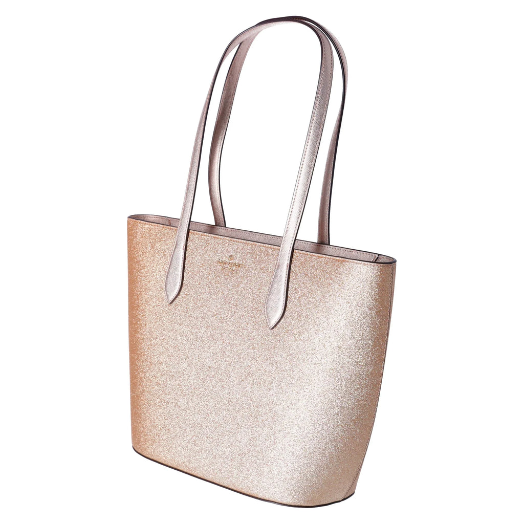 Kate Spade Glimmer Large Top Zip Tote Shoulder Bag Gold Glitter Holiday
