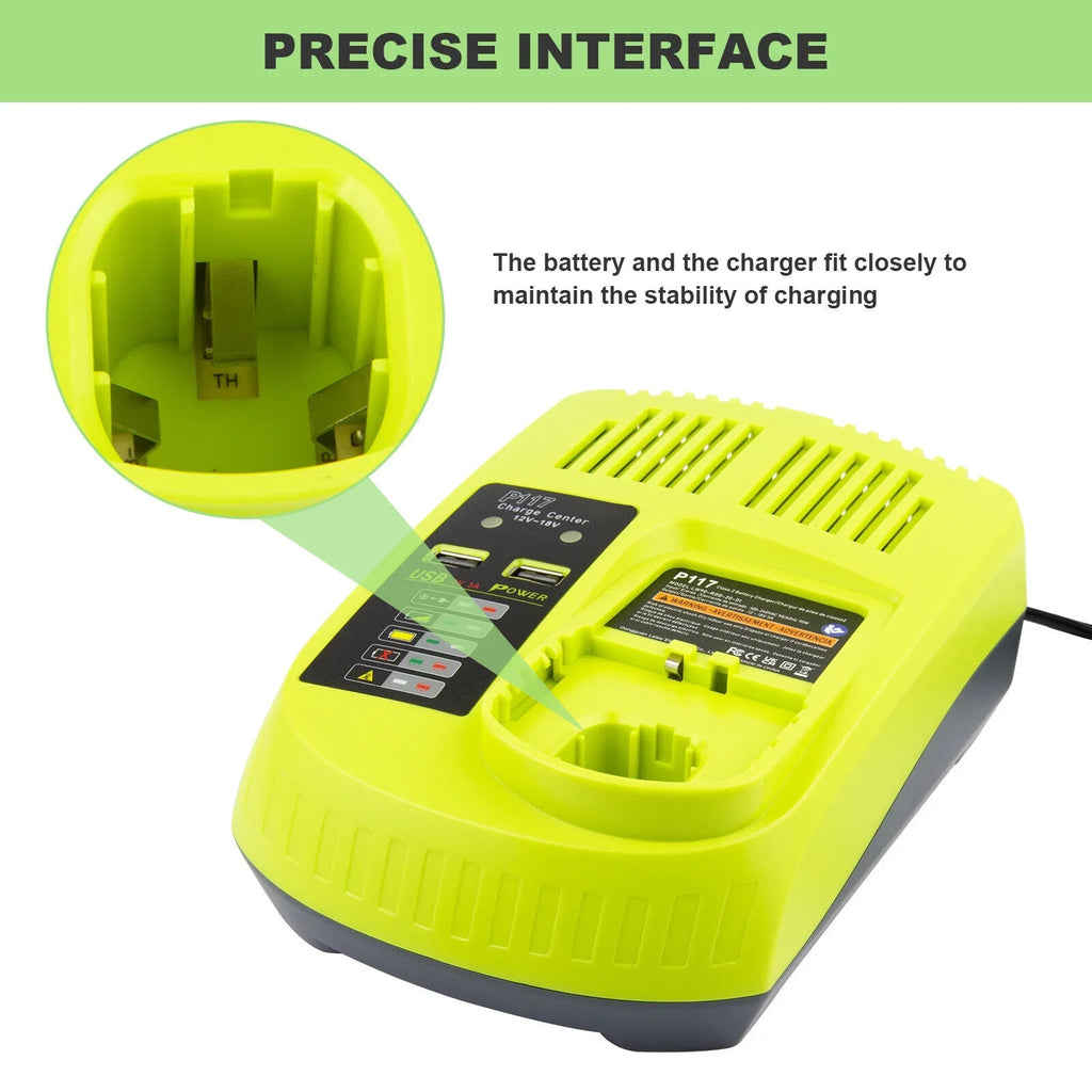 P117 Battery Charger For RYOBI 18V High Capacity 18Volt Lithium-Ion P108 P106 US