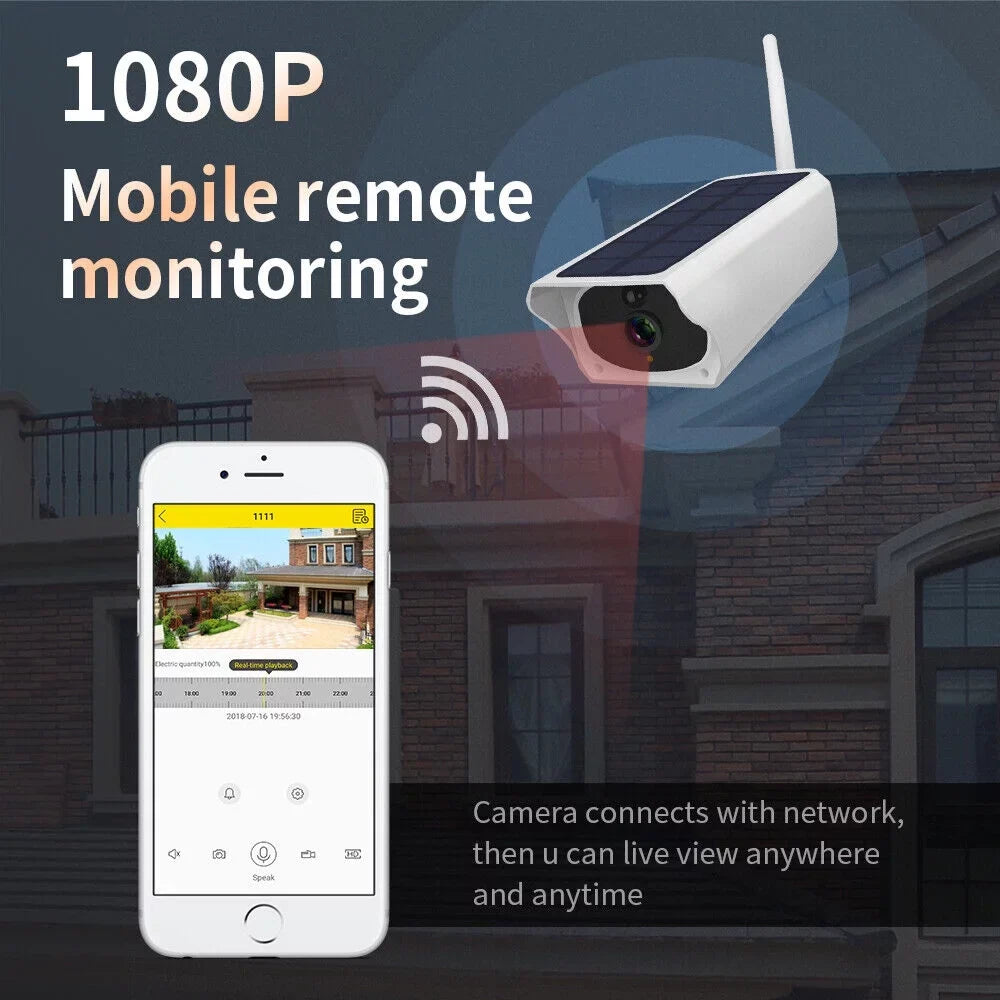 1080P Solar Powered Security Energy Camera, Wireless WiFi Outdoor IP Cameras, Rechargeable Battery Powered, Motion Detection, Liquid Video Surveillance Camera
