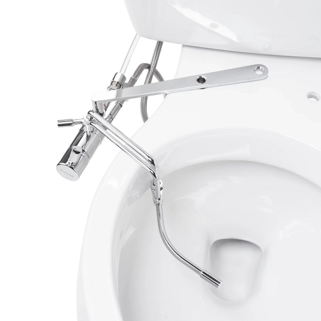 Brondell Side-Mounted All Metal Attachable Bidet with Adjustable Spray Wand, Dual Temperature in Silver