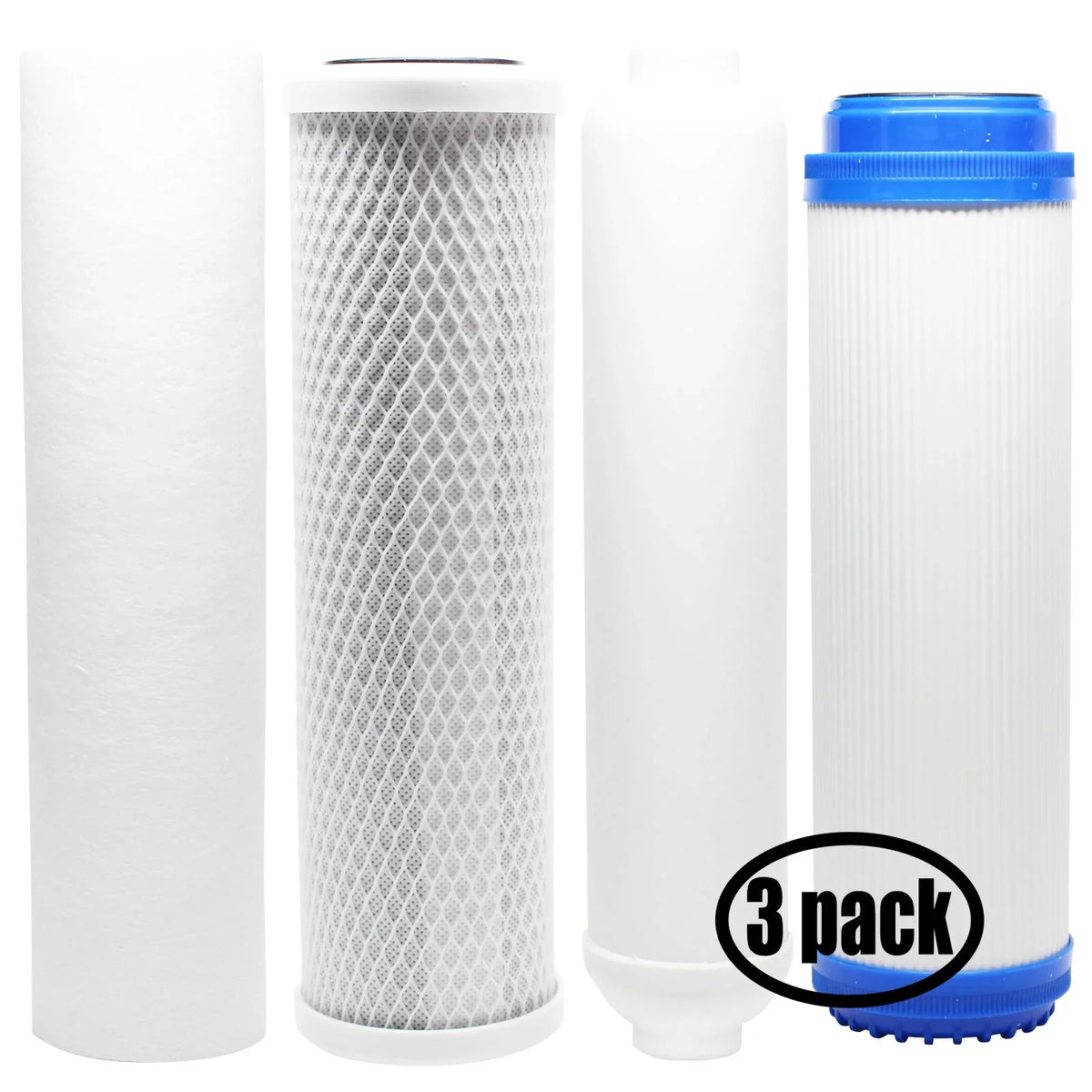 3-Pack Replacement for Filter Kit for Expres Fluid ROALK10DC RO System - Includes Carbon Block Filter, PP Sediment Filter, GAC Filter & Inline Filter Cartridge - Denali Pure Brand