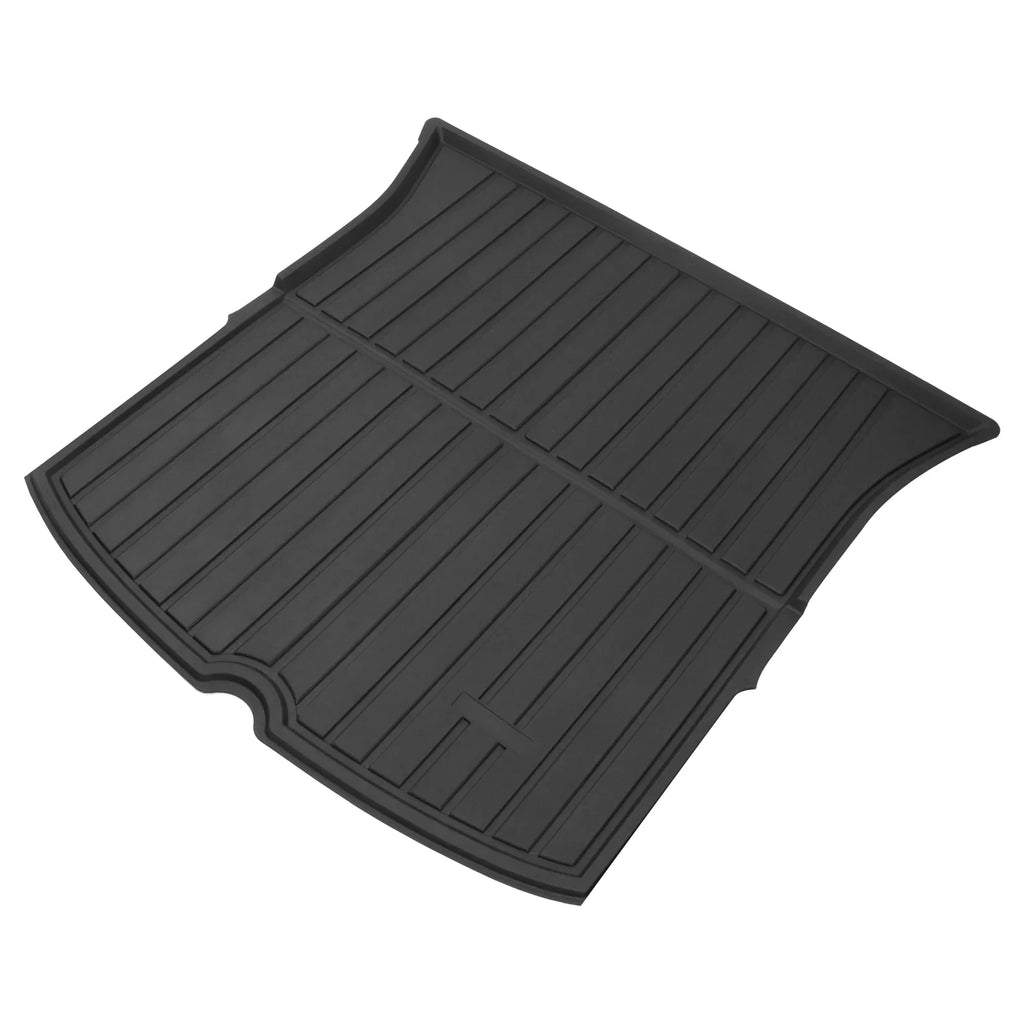 Ikon Motorsports Trunk Mats + Protector Backrest Covers Compatible with 2020-2023 Tesla Model Y Black Injection TPE All Weather Liquid Anti-Slip Frunk Trunk Under Cargo Storage Liner Mat