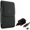 USB Cable 2.4A Home Charger w Holster Leather Case Belt Clip for Motorola Revvlry Plus, Moto G7 - OnePlus 6T, 6 - Razer Phone 2 - Galaxy S9 Plus S22 Plus S10 Plus XCover FieldPro