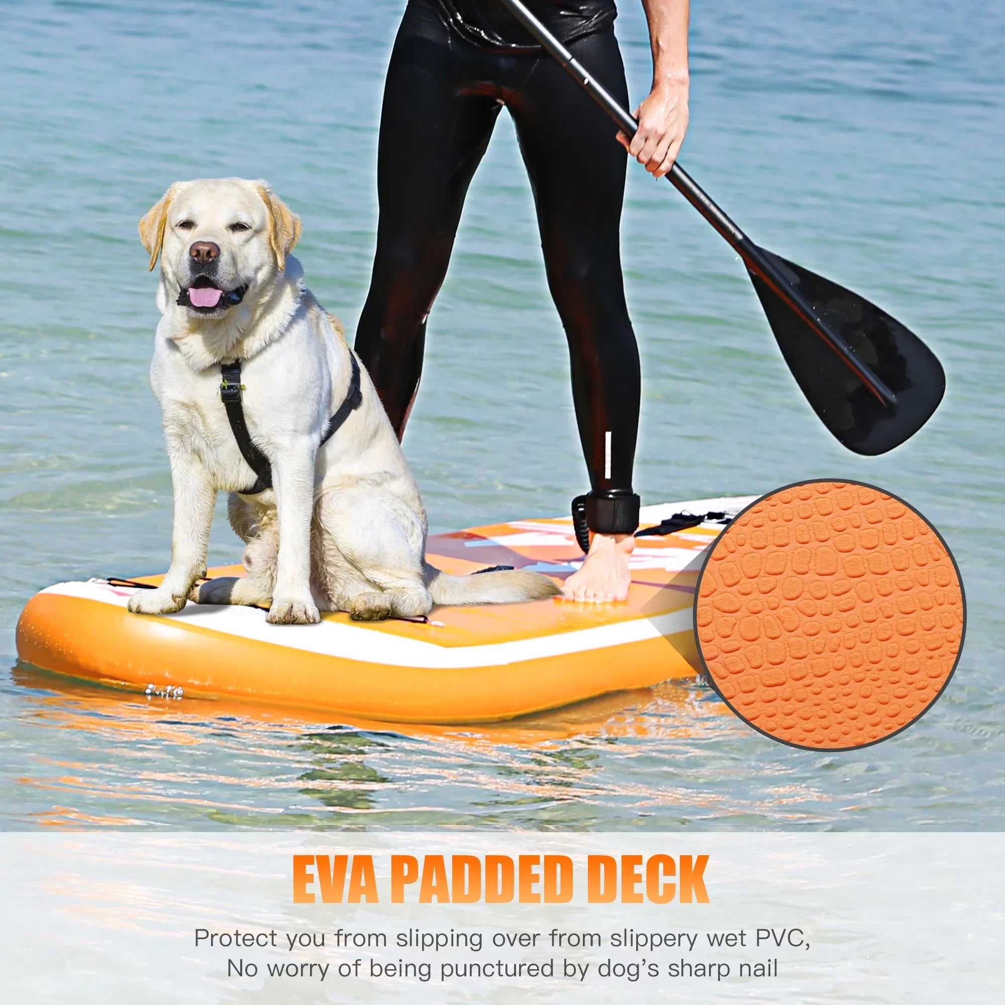 Famistar 10' Inflatable Stand Up Paddle Board (6"Thick) with SUP/ 3 Pins | Wide Stance, Bottom Fin for Paddling, Surf Control, Non-Slip Deck |Youth & Adult Standing Boat-Orange