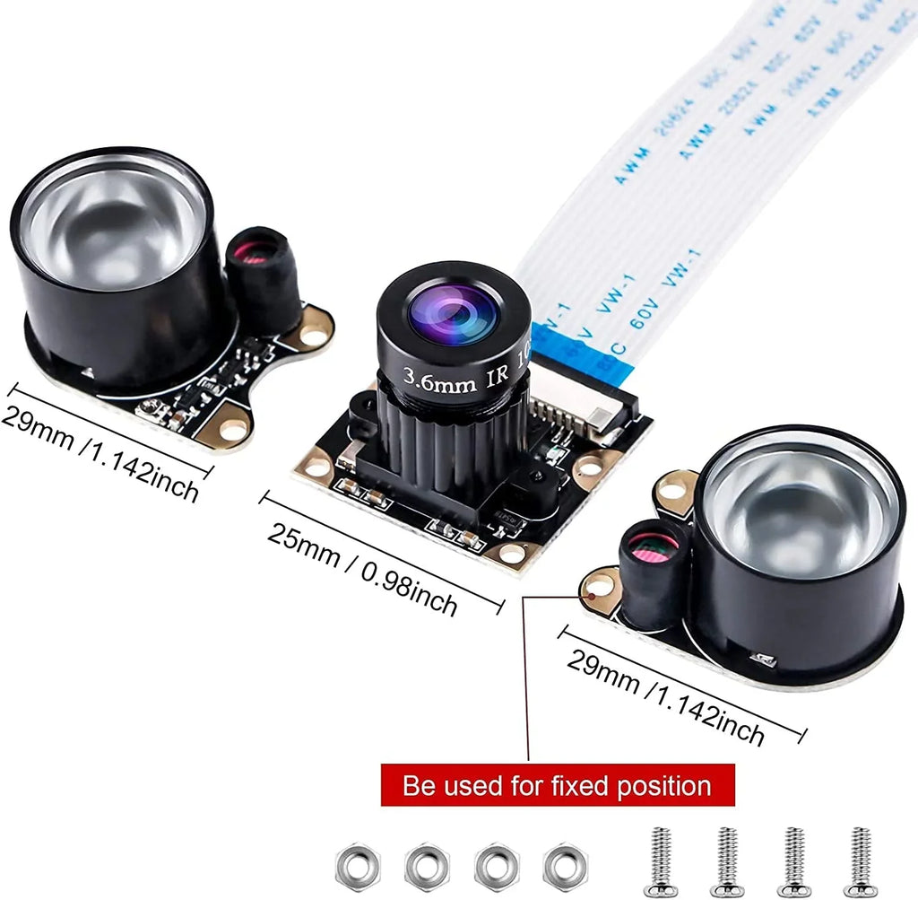 Raspberry Pi 4 Camera Night Vision Camera Adjustable-Focus Module 5MP OV5647 Webcam Video 1080p Compatible