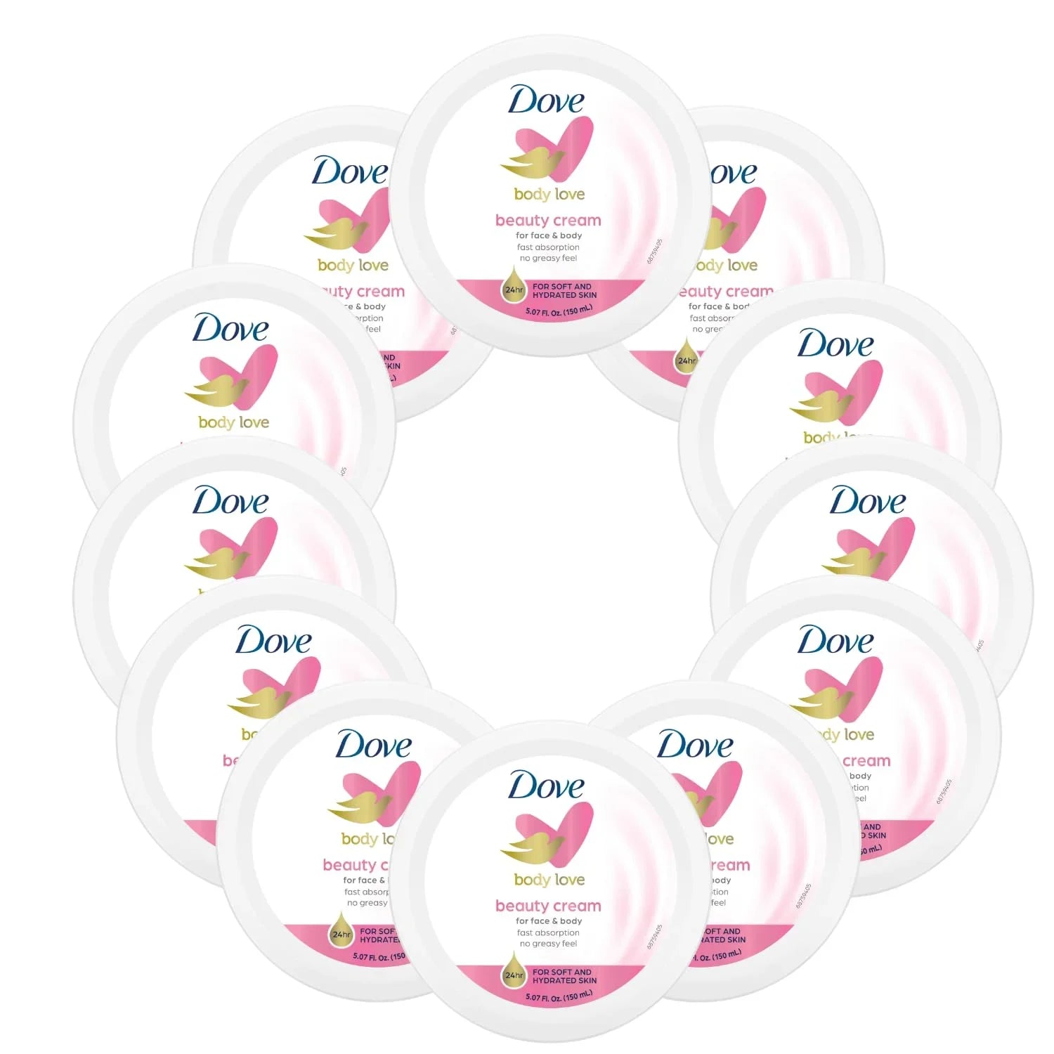 Dove Nourishing Body Care, Face, Hand, And Body Beauty Cream For Normal To Dry Skin Lotion For Women With 24-Hour Moisturization, 12-Pack, 5.07 Oz Each, Jar
