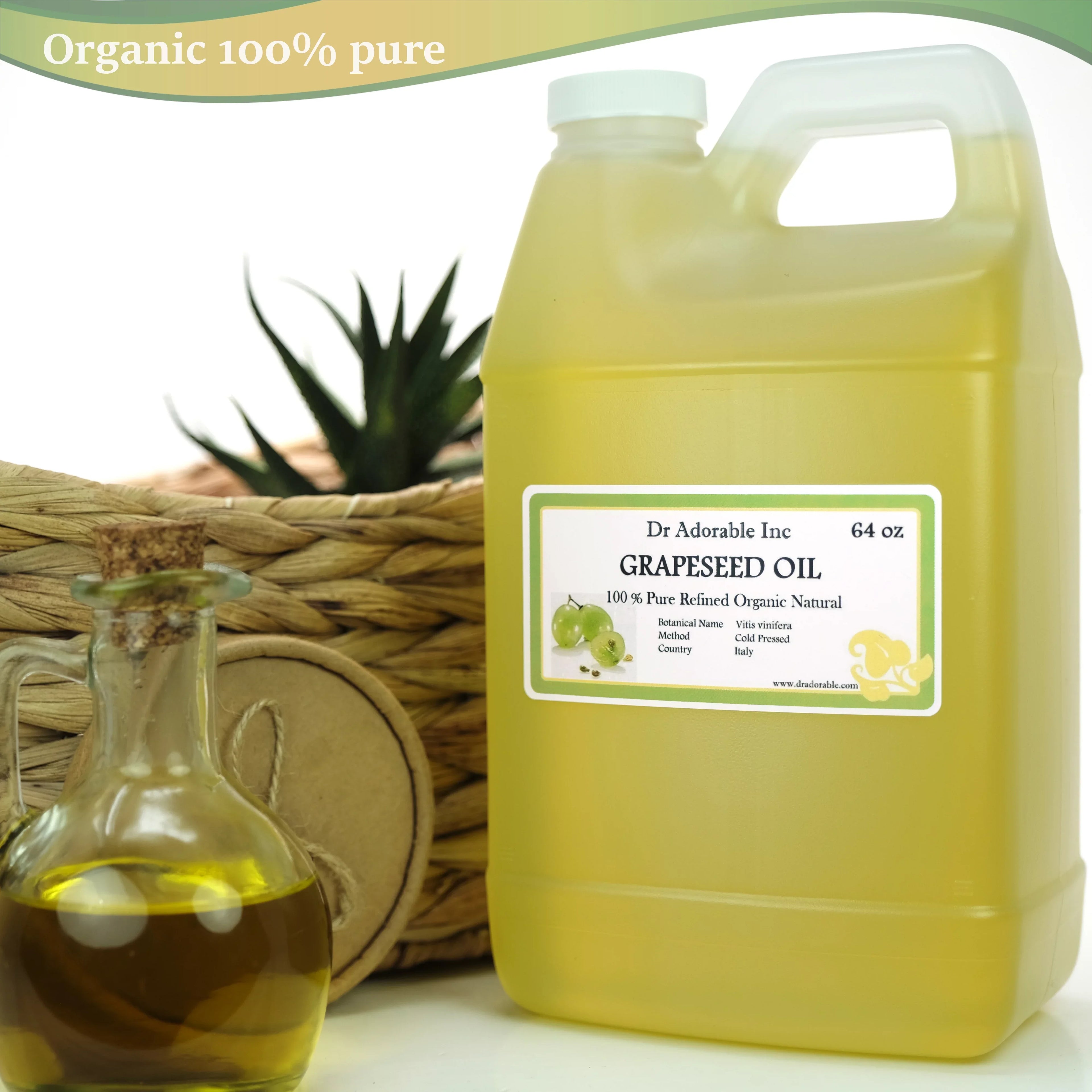 Dr. Adorable - 100% Pure Grapeseed Oil - Organic Cold Pressed Natural Hair Skin - 64 oz