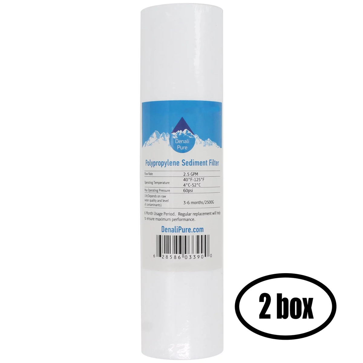 2 Boxes of Replacement for Culligan RVF-10 Polypropylene Sediment Filter - Universal 10-inch 5-Micron Cartridge for Culligan RVF-10 Exterior Liquid Filter - Denali Pure Brand