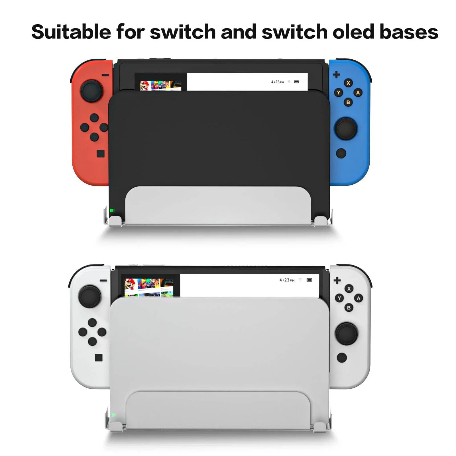 Wall Mount for Nintendo Switch and Switch OLED, Metal Wall Mount Kit Shelf Stand Accessories with Joy Con Hanger, Safely Store Switch OLED Console Behind or Near TV-White