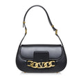 Pre-Owned Authenticated Valentino Vlogo Chain Shoulder Bag Calf Leather Black Unisex (Good)
