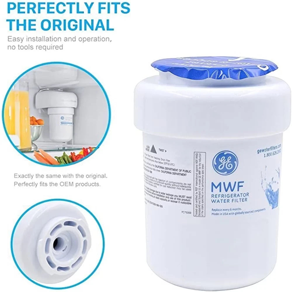 3 Pack MWF Refrigerator Fluid Filter, Replacement for Smart Liquid MWFP, MWFA, GWF, HDX FMG-1, WFC1201, GSE25GSHECSS, PC75009, RWF1060