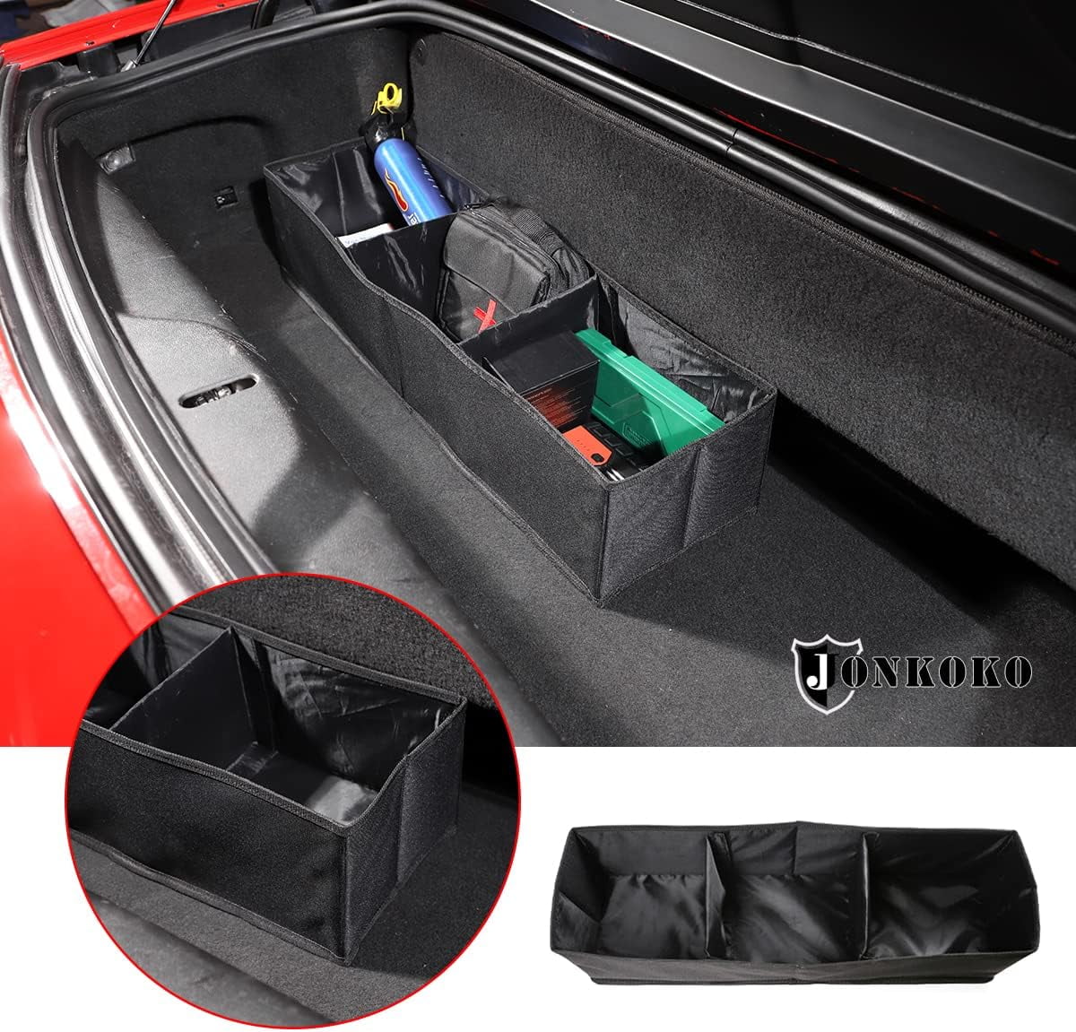 TINKI Car Trunk Organizer Fit For Chevrolet Corvette C7 2014-2019 Storage Organizer Multi-Compartment Oxford Cloth Long-lasting Collasible Portable Space Saving