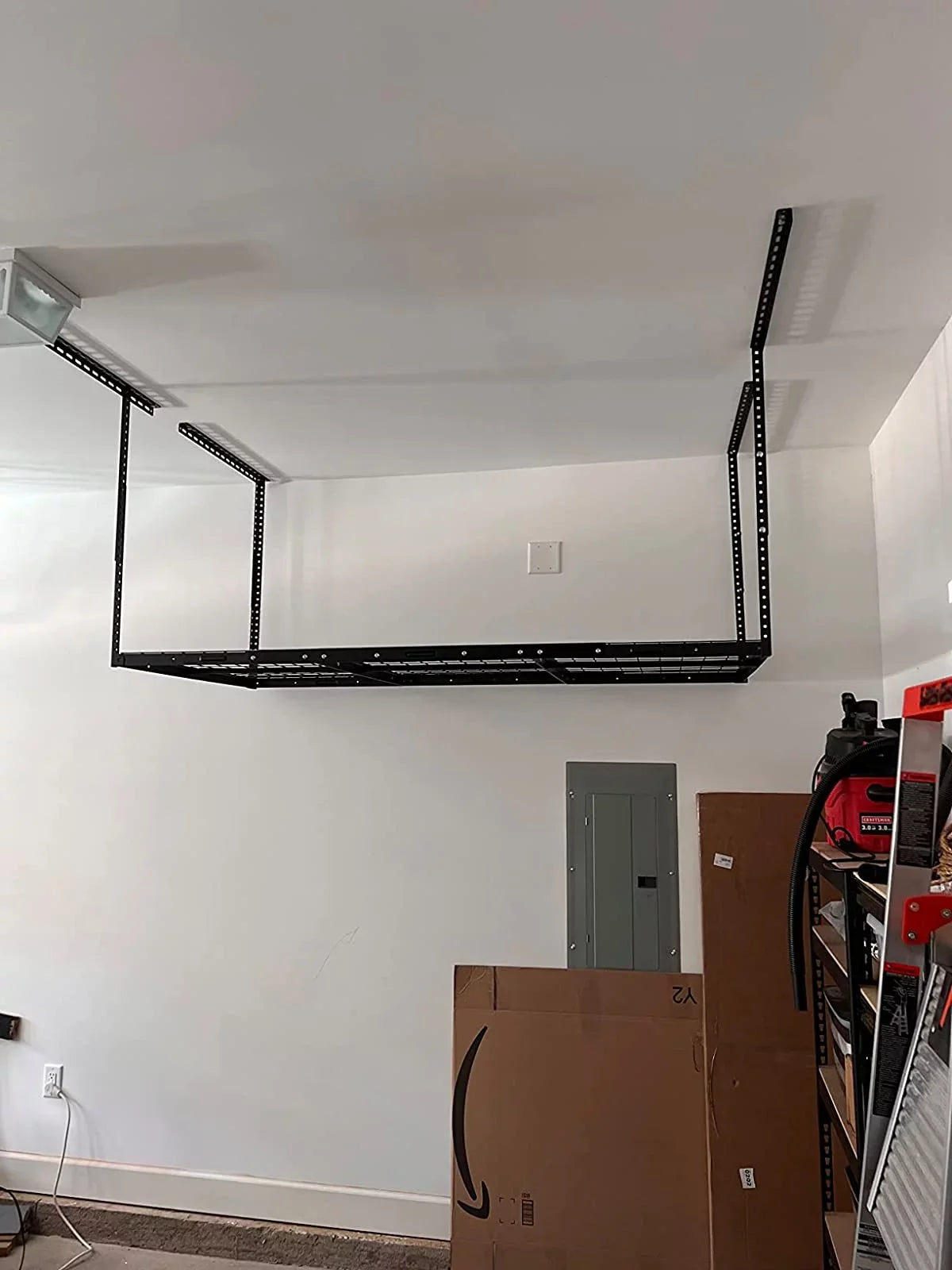 HECASA 3FT X 6FT Overhead Storage Rack Heavy Duty 72" x 36" Mounted Ceiling Rack Shelf Black Steel