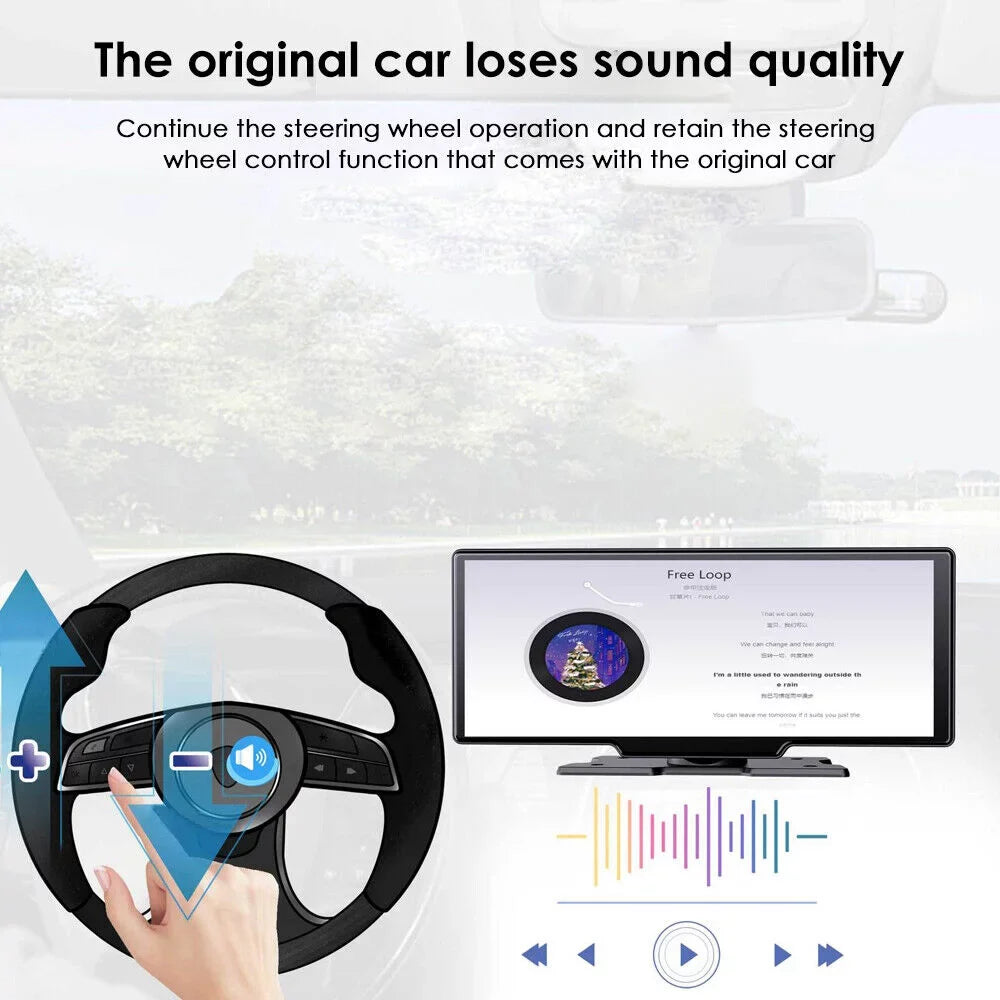KingFurt T91 Dash Camera with 2K 1080P Dual Lens - Enhanced Recording, Wireless Connectivity, Android Auto, Touch Monitor WiFi