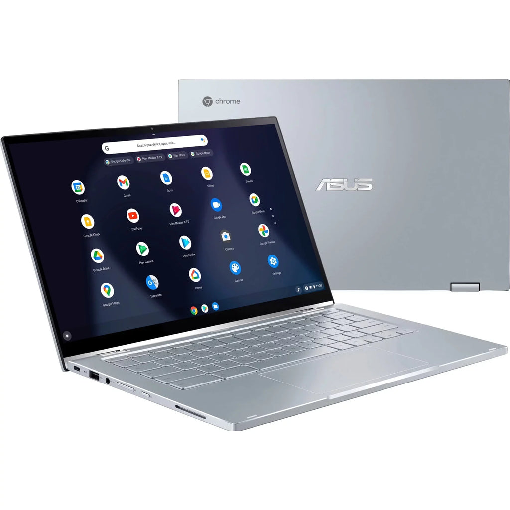 Chromebook Flip C433 14 2-in-1 Business Portable computer 14" FHD IPS Monitor Core M3-8100Y Processor 8GB DDR4 64GB eMMC + 256GB SD Card UHD Graphics 615 USB-C Webcam Chrome OS Silver