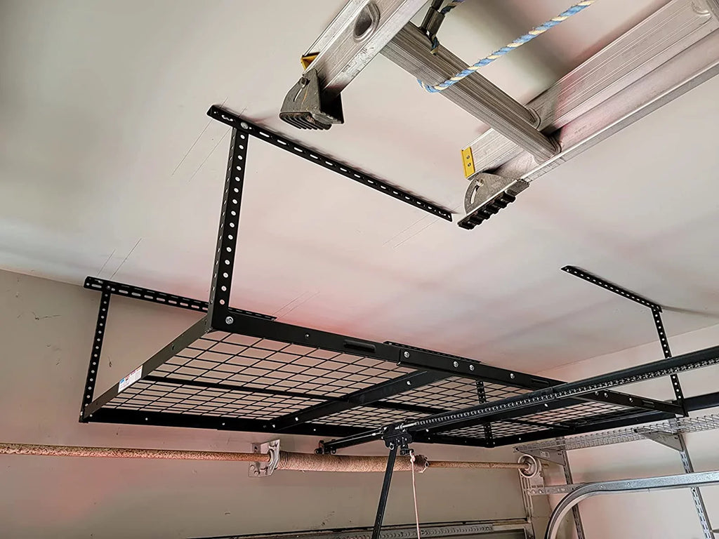 HECASA 3FT X 6FT Overhead Storage Rack Heavy Duty 72" x 36" Mounted Ceiling Rack Shelf Black Steel