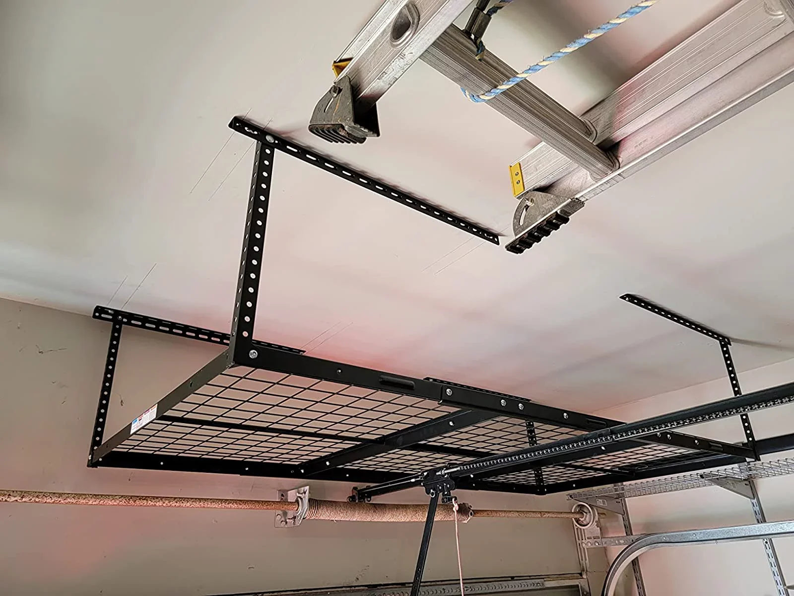 HECASA 3FT X 6FT Overhead Storage Rack Heavy Duty 72" x 36" Mounted Ceiling Rack Shelf Black Steel