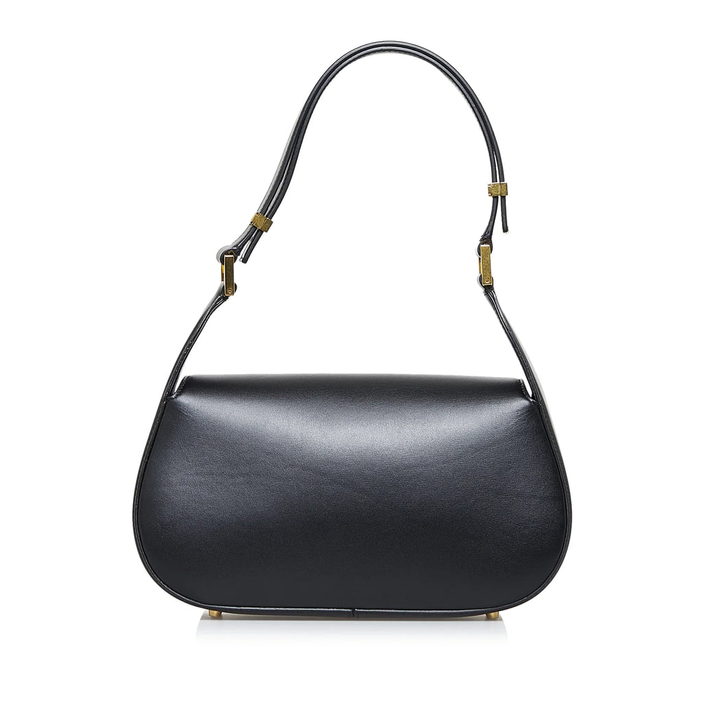 Pre-Owned Authenticated Valentino Vlogo Chain Shoulder Bag Calf Leather Black Unisex (Good)