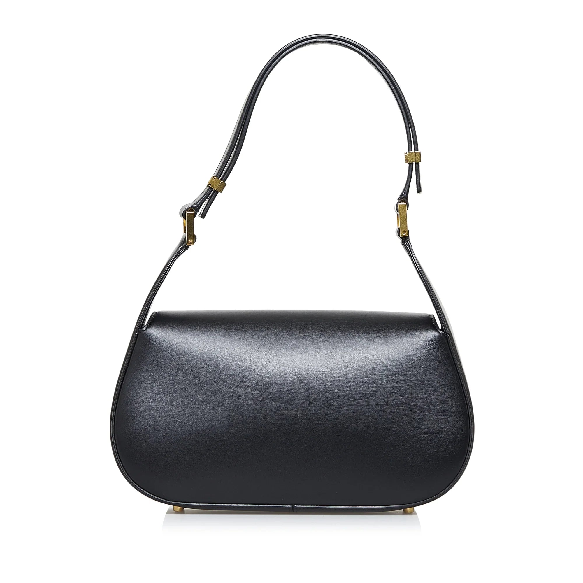 Pre-Owned Authenticated Valentino Vlogo Chain Shoulder Bag Calf Leather Black Unisex (Good)