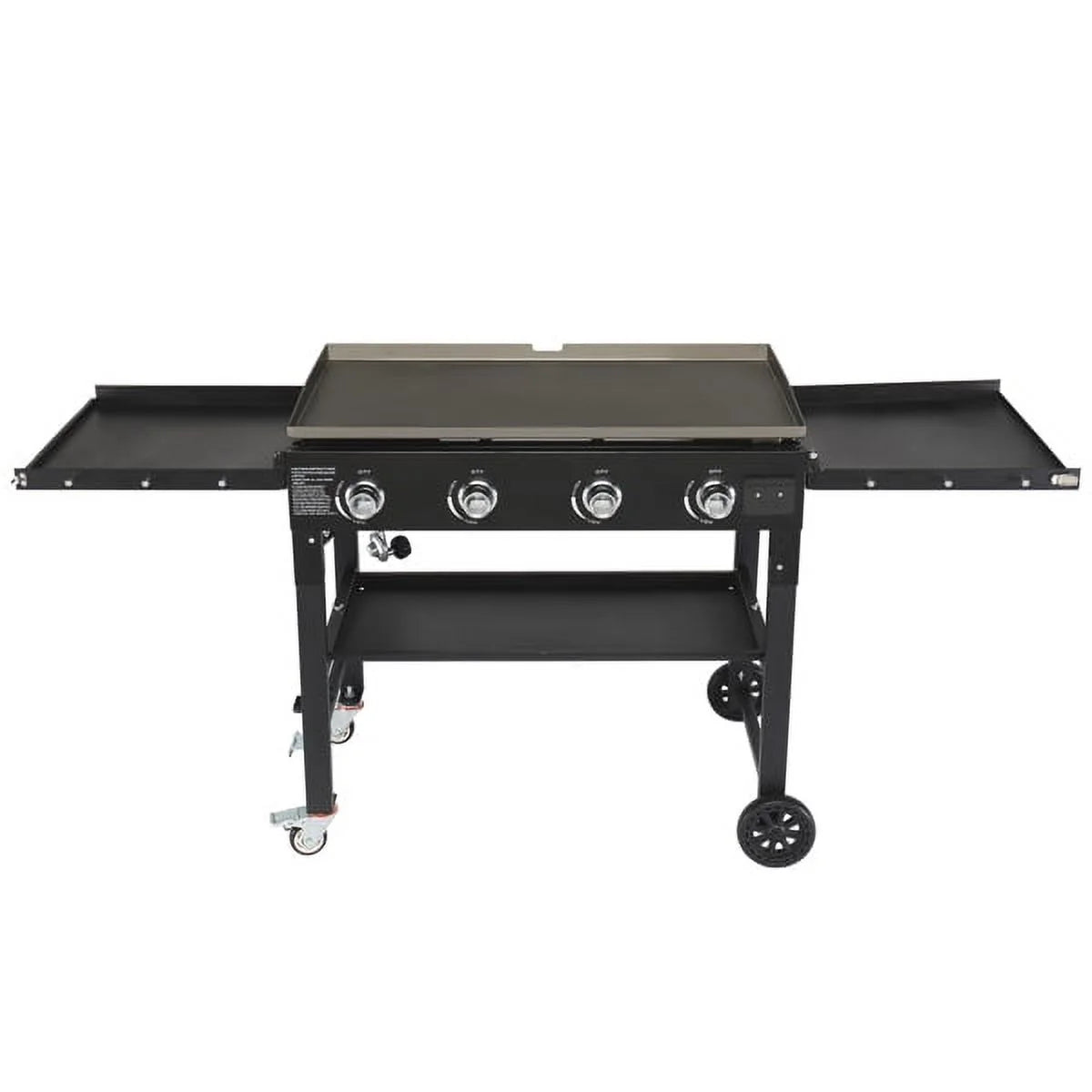 SYTHERS 4-Burner Foldable BBQ Propane Grill with Side Shelves & Spice Rack, Stainless Steel Barbecue Gas Grill for Outdoor Patio Garden Picnic Backyard Cooking