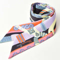 Pre-Owned Hermes Twilly Scarf Muffler HERMES Silk Twill Light Purple Orange Blue (Good)
