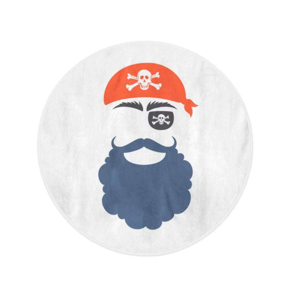 LADDKA 60 inch Round Beach Towel Blanket Pirate Booth Props Face Mask Party Corsair Birthday Babushka Mustache Beard Eyecup Travel Circle Circular Towels Mat Tapestry Beach Throw