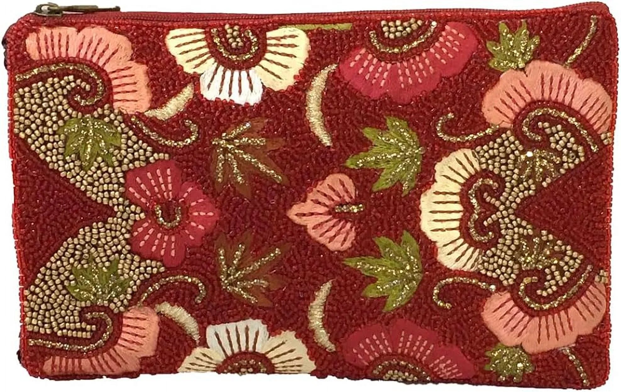 Ruby Bloom Floral Club Bag Beaded Phone Crossbody, Red Multi