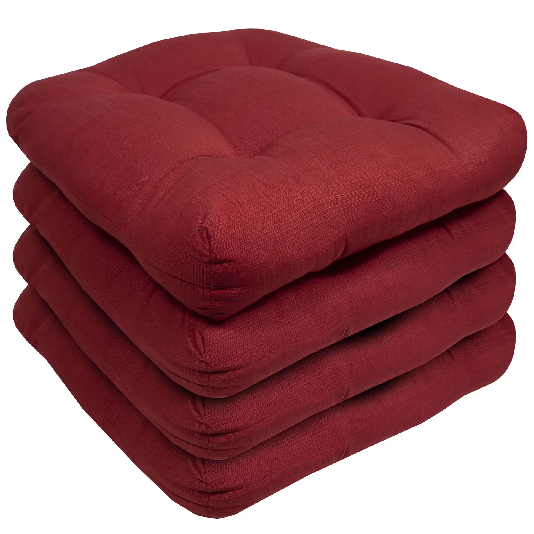 Sweet Home Collection 19" x 19" Red U-Shape Seat Pad Outdoor Seating Cushions (4 Pack)