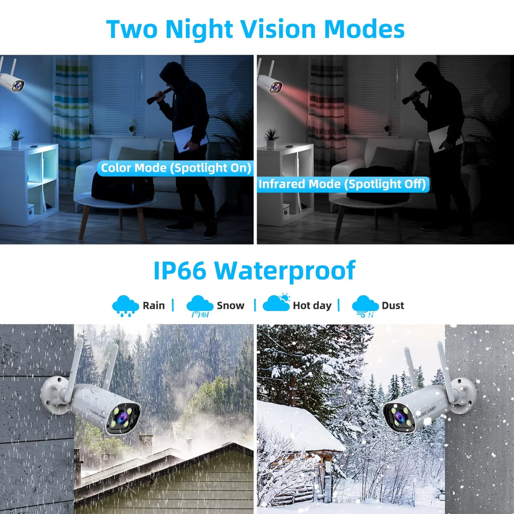 Toguard SC27 2K/3MP CCTV Security Camera System Outdoor with 7" Monitor Bullet Surveillance Camera WiFi Wireless Connector