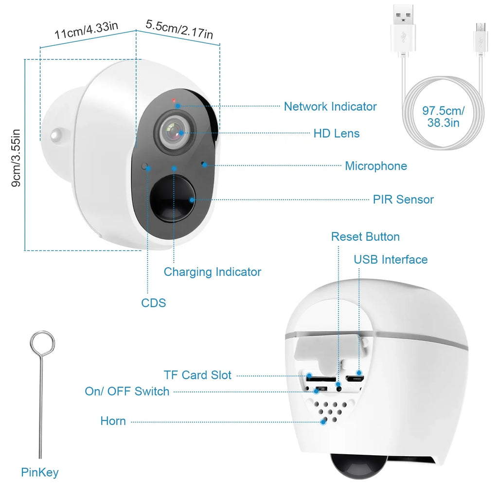 iNova 1080P FHD WiFi IP Camera Two-Way Audio Security Surveillance Camera IP65 Fluid