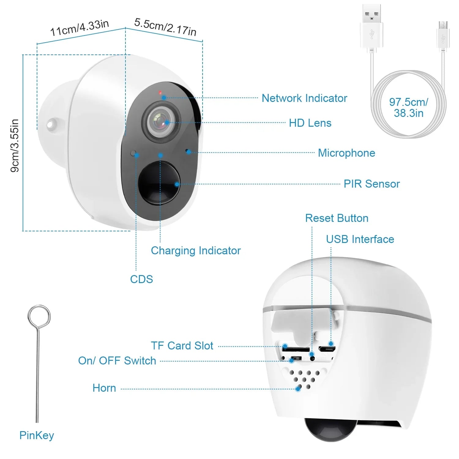 iNova 1080P FHD WiFi IP Camera Two-Way Audio Security Surveillance Camera IP65 Fluid