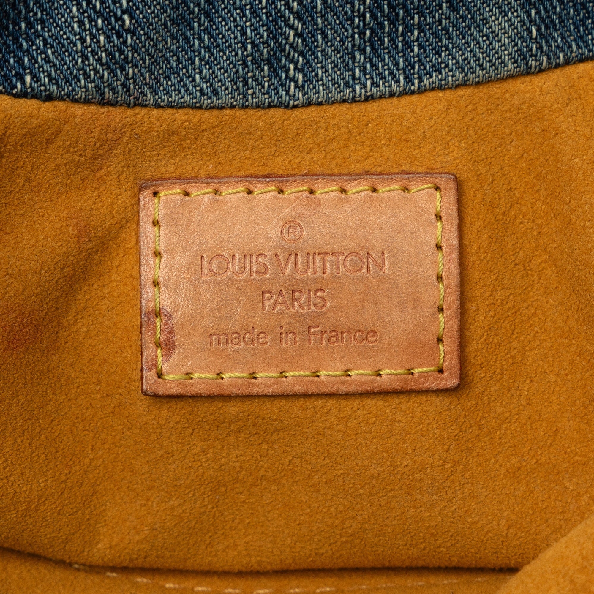 Pre-Owned Authenticated Louis Vuitton Monogram Pleaty Denim Fabric Blue Handbag Top HandleBag Unisex (Good)