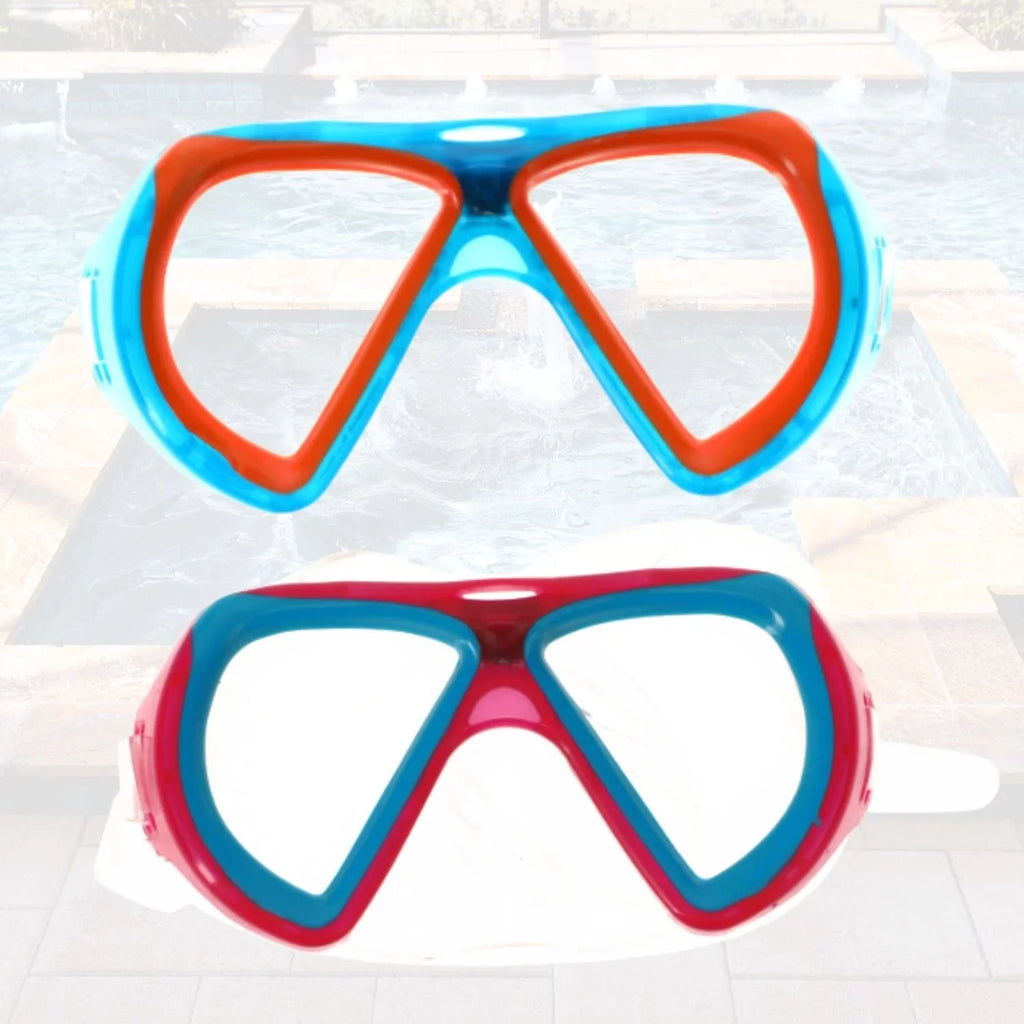 Summer Kids Eyes and Nose Safety Pool Goggles, Outdoor Fun UV Swim Masks Set of 4 & CUSTOM Storage Carrier (Color vary)
