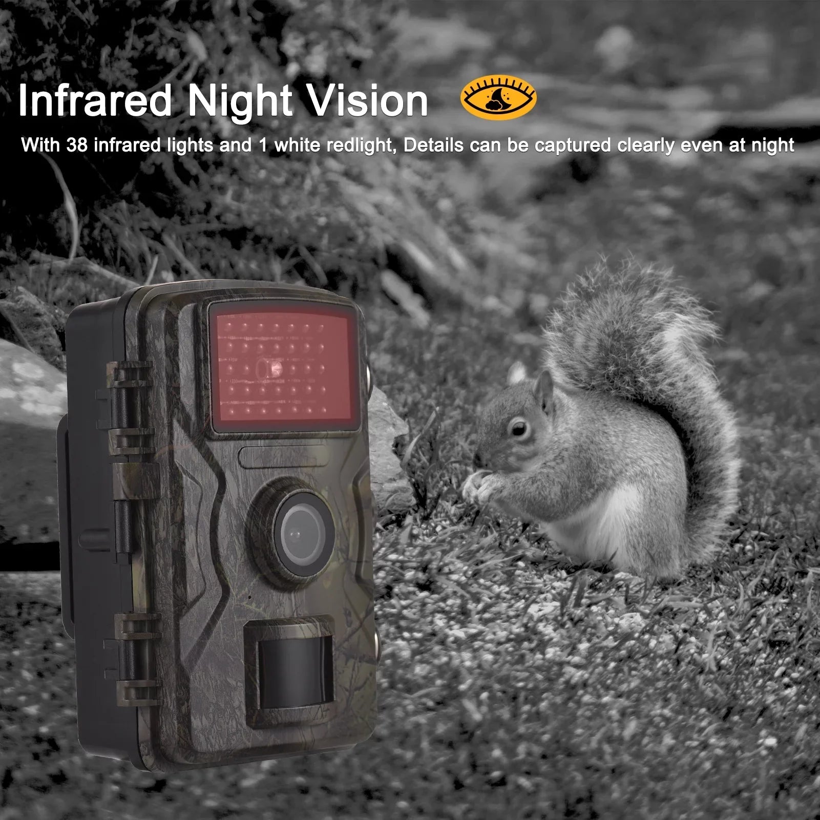 Meterk 1080P Trail Camera 16MP Wildlife Camera Tracking Camera with 2.0 Inch TFT Color Monitor 0.8s Trigger Time Supports Infrared Night Vision Motion Activated IP66 Fluid
