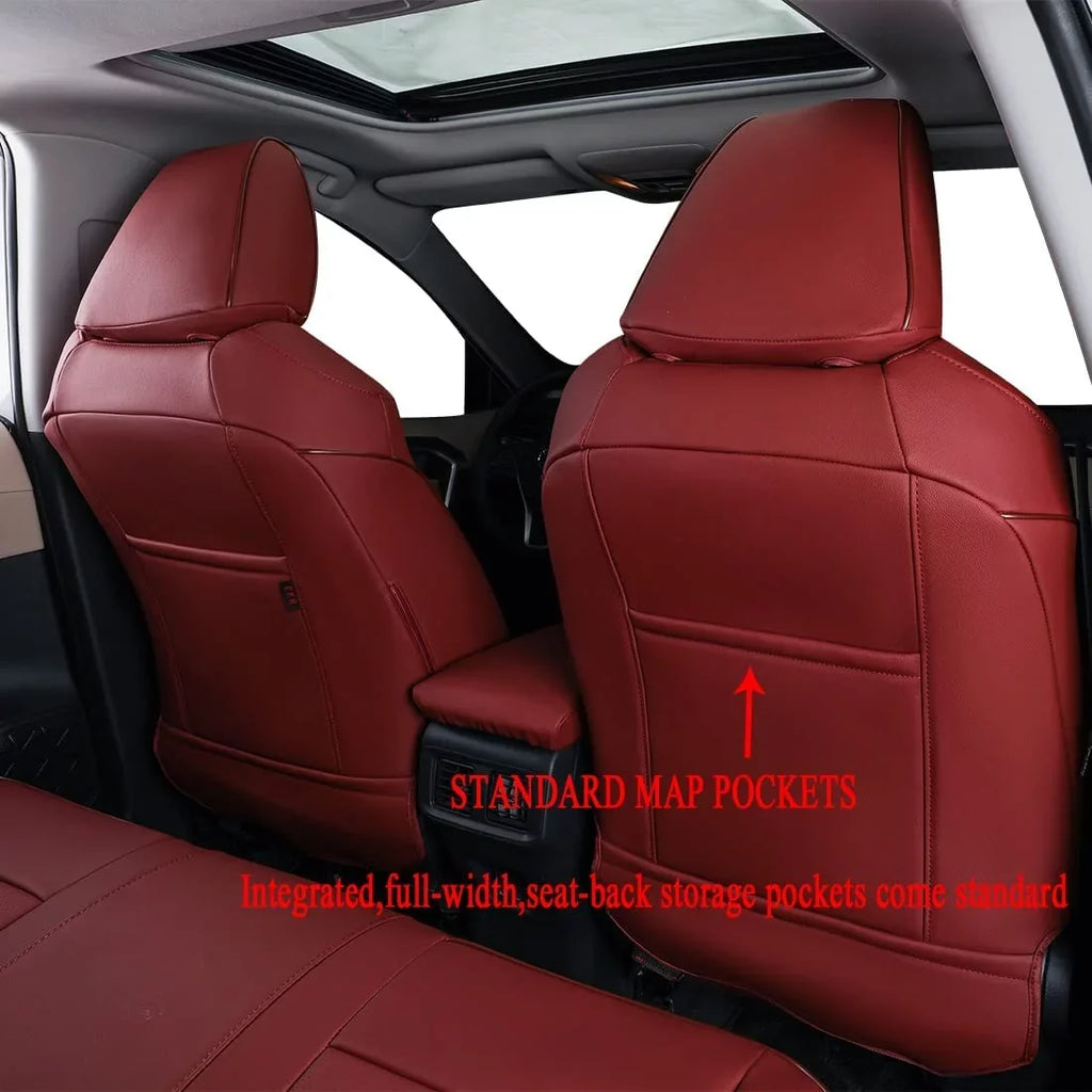 EKR Custom Fit Taos Car Seat Covers for Volkswagen Taos S SE 2022 2023 -Full Set Leather Auto Seat Covers(Burgundy)