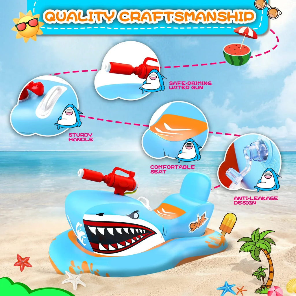Pool Floats for Kids,Shark Ride-on Pool Toys with Fluid for Kid Pool Game Boys Girls Age 3-12