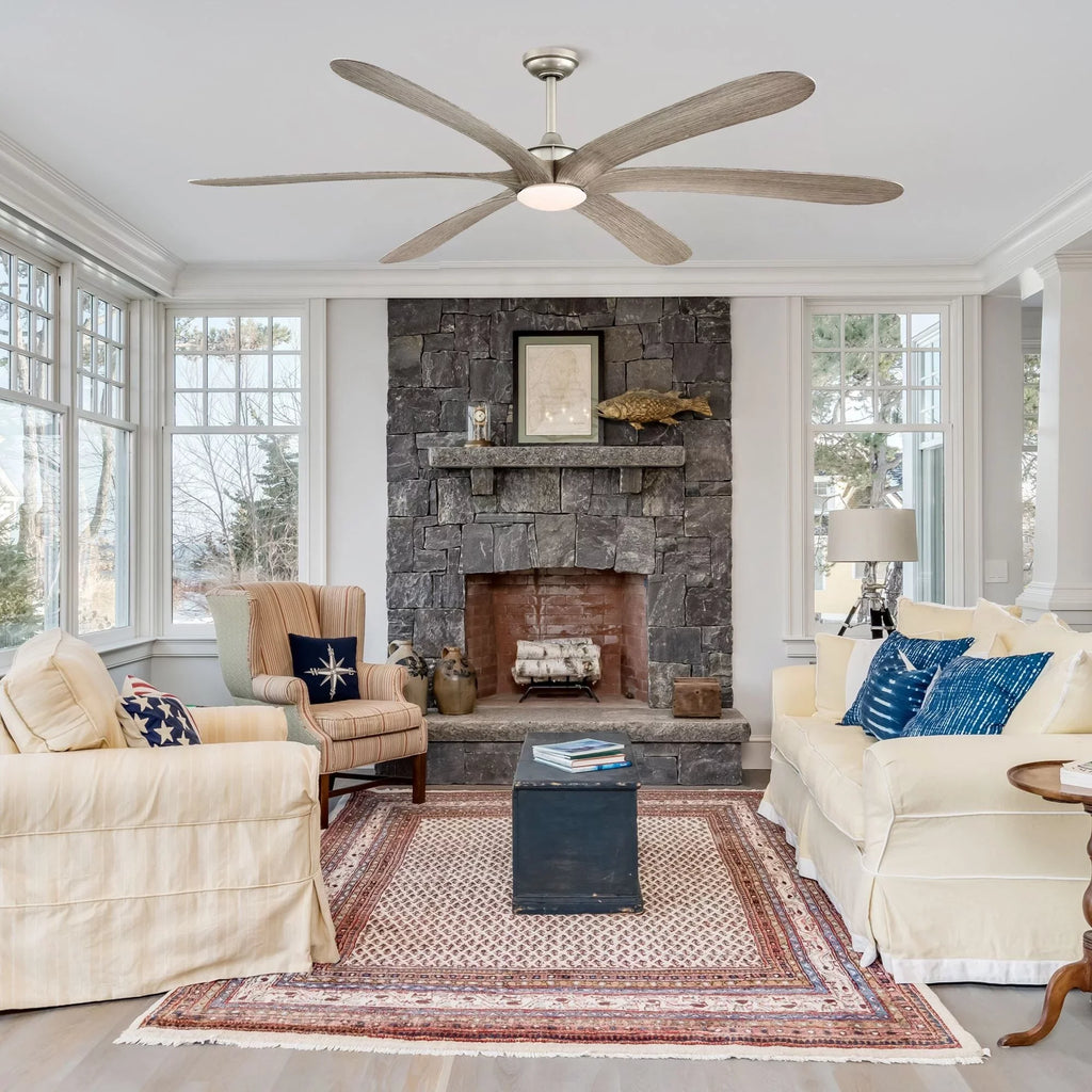 Parrot Uncle 72-inch Driftwood 6-Blade DC Motor Ceiling Fan with Light and Remote Nickel