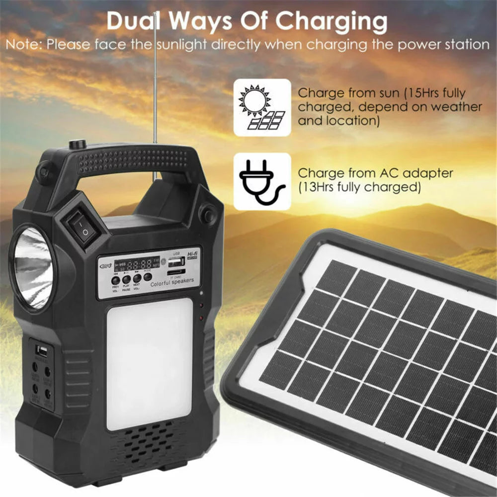 "Portable Power Station,Solar Generator with Solar Panel, Flashlights, Camp Lamps, Dual Way To Charge Power Station, Digital LED display,for Outdoor Camping,Home Emergency Power Supply, Fishing"