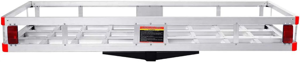 Hitch Cargo Carrier, Aluminum Trailer Hitch Cargo Carrier Fits 2” Receiver, 60” x 22” x 7” Mount Luggage Rack, Vehicle Cargo Basket for SUV, Truck, Car, 500LBS Capacity