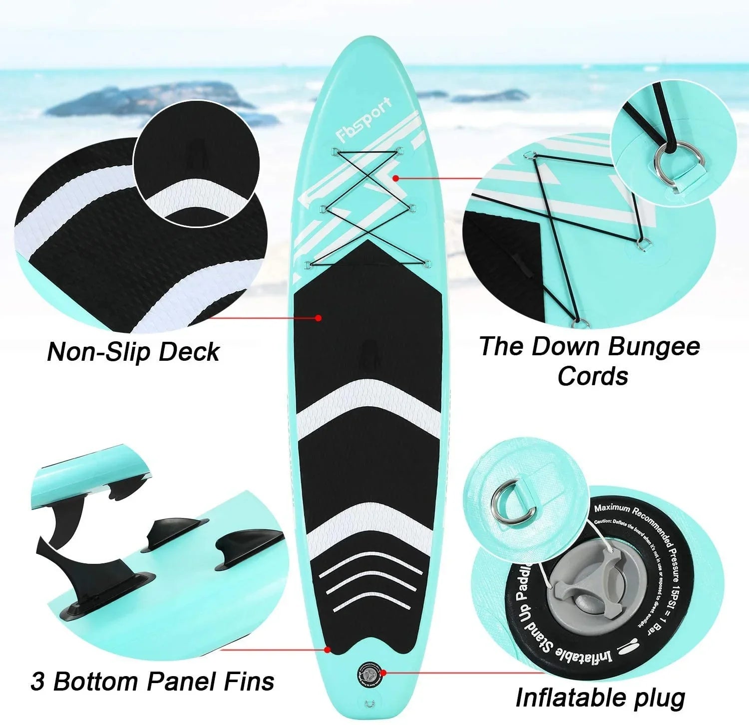 Fbsport Inflatable Paddle Board, Stand UP Paddle Board for Adult with Carry Bag, Shoulder Strap Air Pump All Accessories New