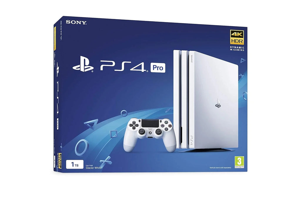 PlayStation 4 Pro 1TB Gaming Console Glacier White HDMI Cable With BOLT AXTION Cleaning Kit Bundle Like New