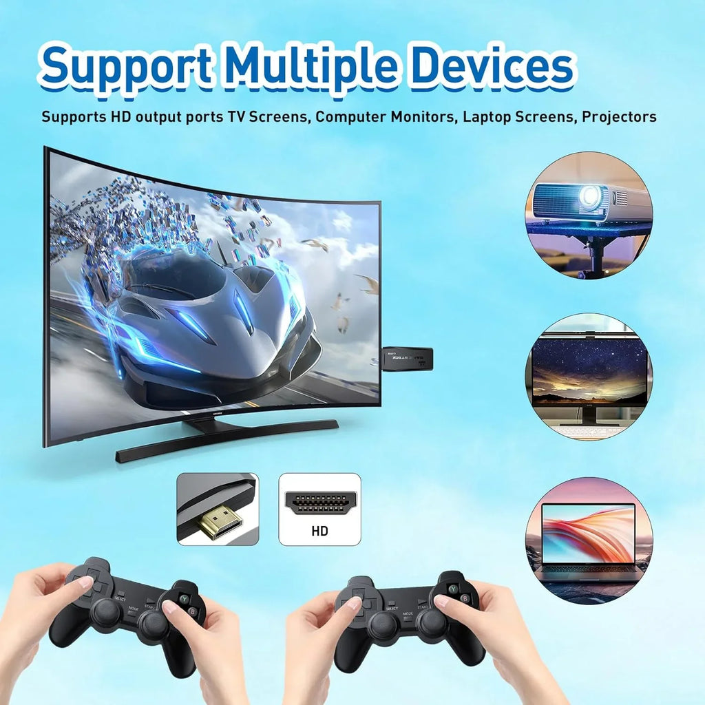Retro Game Stick Emulator Console S2 - Preloaded 12000+ Classic Retro Games,9 Emulators,Plug and Play Video Games for TV,Nostalgia Stick Support 4K HD Port,2 Wireless Gamepads(64G)