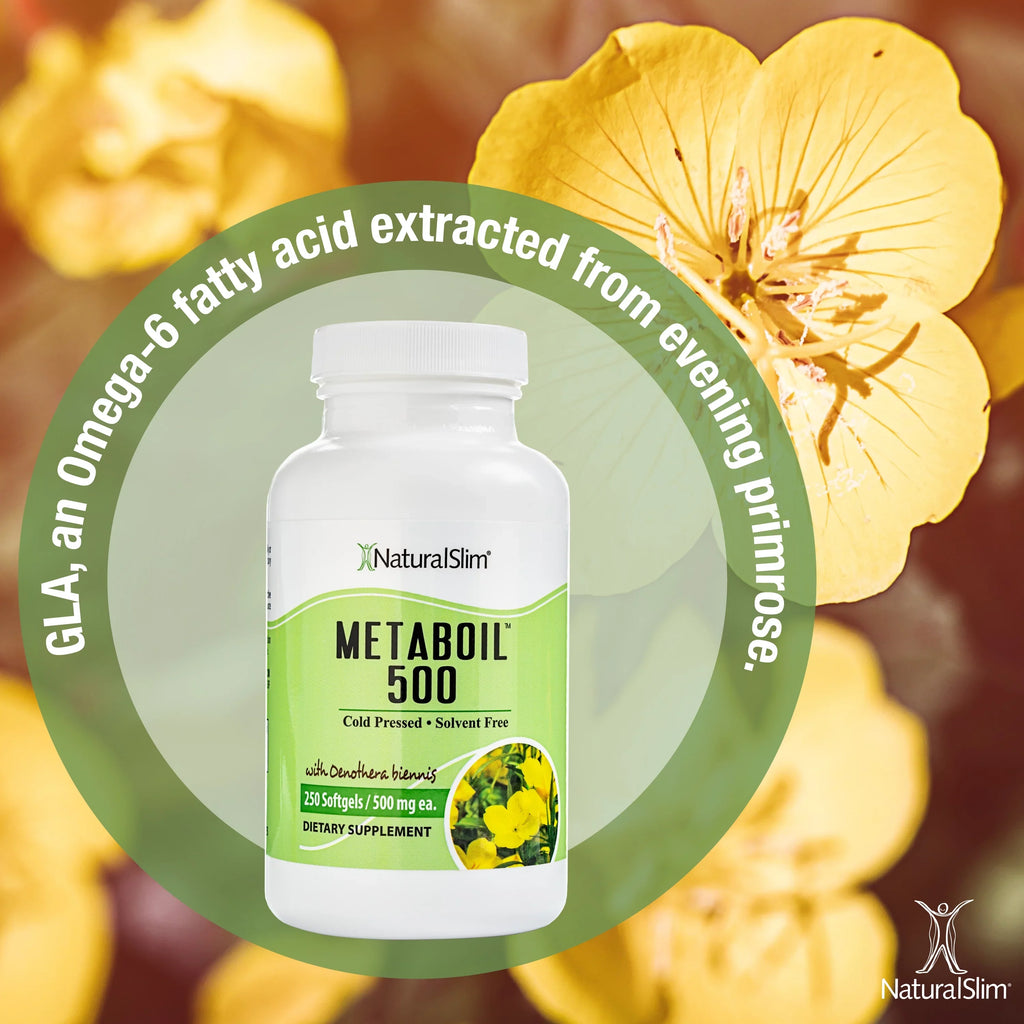 NaturalSlim Metaboil 500 w/ Evening Primrose Oil & GLA (Gamma-Linolenic Acid) -250 Softgels